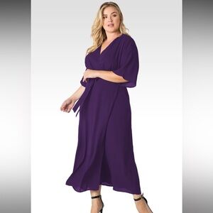 Standards & Practices Olivia Plus Size Purple Haze Kimono Wrap Maxi Dress, 3XL